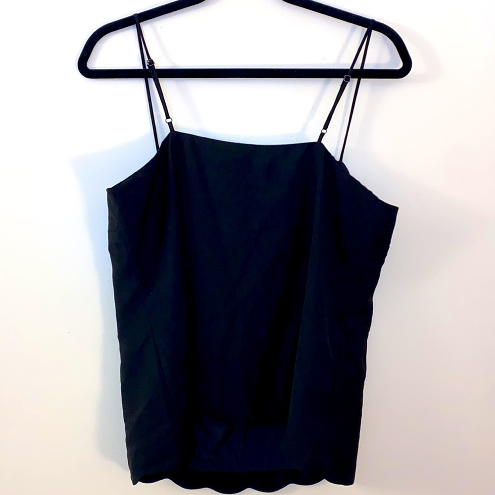 NWT J Crew Black Scalloped Tank Blouse Women's Size 10 - Picture 6 of 9